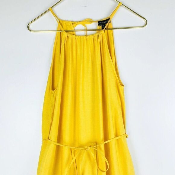 Banana Republic Halter Midi Dress Banana Yellow 677658 Crepe Pockets - Picture 4 of 9
